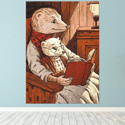 Ein Frettchen liest ein Frettchen Leinwanddruck (Insitu (Holzboden))