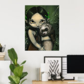 Ein Frettchen und seine Fairy ART PRINT Fantasiefr Poster (Heimbüro)