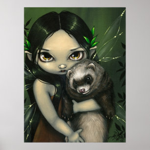 Ein Frettchen und seine feenhafte KUNST DRUCKEN Poster