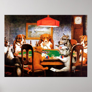 Ein Freund in der Not C M Coolidge Hunde beim Poke Poster