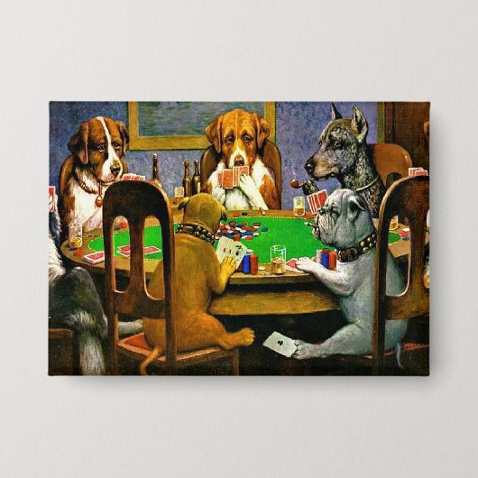 Ein Freund in der Not, Hunde spielen Poker, Button (Vorderseite)