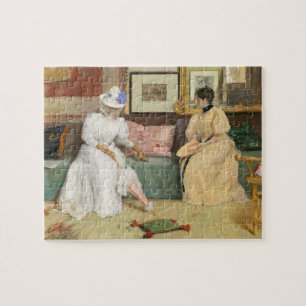 Ein freundlicher Anruf, 1895 (Öl auf Leinwand) Puzzle