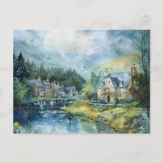 Ein friedliches schottisches Dorf Postkarte (Vorderseite)
