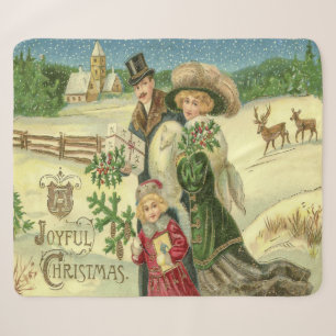 Ein Frohe Weihnachten Vintage-Kunst Sherpadecke