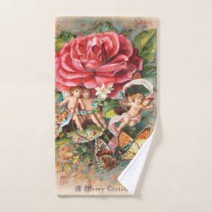 Ein Frohe Weihnachten-Vintage-Postkarte aus der vi Handtuch