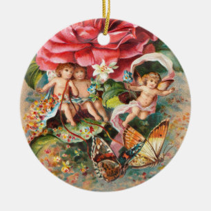 Ein Frohe Weihnachten-Vintage-Postkarte aus der vi Keramik Ornament