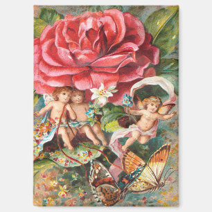 Ein Frohe Weihnachten-Vintage-Postkarte aus der vi Magnet