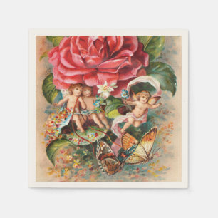 Ein Frohe Weihnachten-Vintage-Postkarte aus der vi Serviette