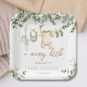 Ein froher Klein   Boho Boy Winter Baby Dusche Pappteller