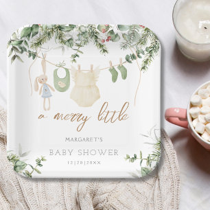 Ein froher Klein Boho Girl Winter Baby Shower Pappteller