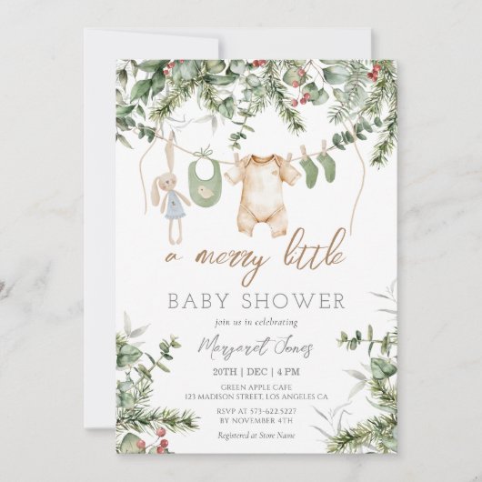 Ein froher Klein | Boho Winter Boy Baby Shower Einladung (Vorderseite)
