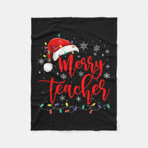 Ein froher Lehrer leuchtet Red Weihnachtsmannmütze Fleecedecke