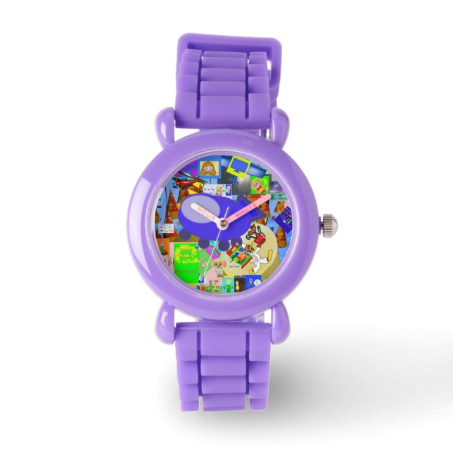 Ein froher Raumschiff-Cartoon Armbanduhr (Vorderseite)