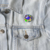 Ein froher Raumschiff-Cartoon Button (Beispiel)