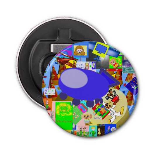 Ein froher Raumschiff-Cartoon Flaschenöffner (Vorderseite)