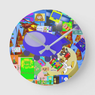 Ein froher Raumschiff-Cartoon Runde Wanduhr
