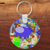 Ein froher Raumschiff-Cartoon Schlüsselanhänger (Vorderseite)