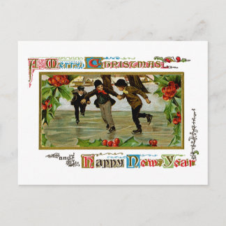 Ein froher Weihnachts-Ice-Skater Feiertagspostkarte