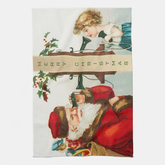 Ein froher Weihnachtsmann von Ellen Clapsaddle Geschirrtuch (Vertikal)