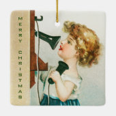 Ein froher Weihnachtsmann von Ellen Clapsaddle Keramikornament (Rückseite)