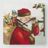 Ein froher Weihnachtsmann von Ellen Clapsaddle Quadratische Wanduhr (Vorderseite)