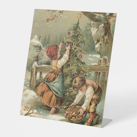 Ein froher Weihnachtsurlaub Vintag Sockelschild (Vorderseite)