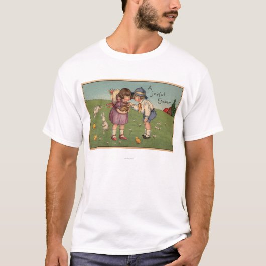 Ein frohes EasterKids, das ein Häschen hält T-Shirt (Vorderseite)