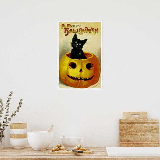Ein frohes Halloween Kitten Poster (Küche)