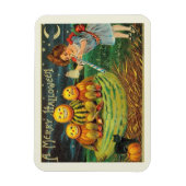 Ein frohes Halloween, Kürbislaternen, Mädchen, Vin Magnet (Vertikal)