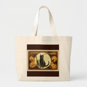Ein frohes Halloween Vintage Schwarze Katze und Kü Jumbo Stoffbeutel