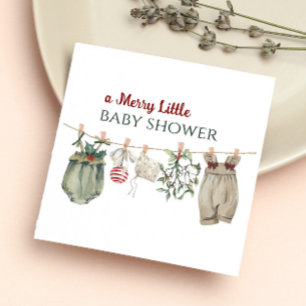 Ein frohes kleines Mädchen Baby-Party-Weihnachtskl Serviette