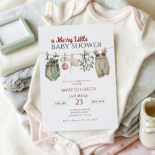 Ein frohes kleines Mädchen-Baby-Shower-Weihnachtsk Einladung