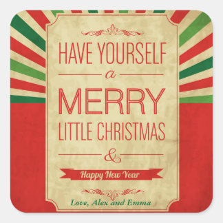Ein frohes, kleines Weihnachtsfest und ein glückli Quadratischer Aufkleber