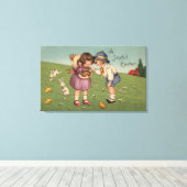 Ein frohes OsternKinder bei einem Sonnenschein Leinwanddruck (Insitu (Holzboden))