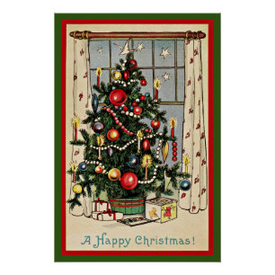 Ein frohes Weihnachten, Vintage-Illustration, Poster