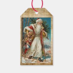 Ein frohes Weihnachten Vintage Santa Claus Geschenkanhänger