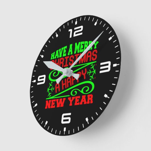 Ein frohes Weihnachtsfest - ein glückliches neues Runde Wanduhr (Winkel)