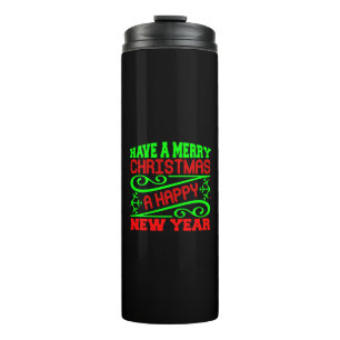 Ein frohes Weihnachtsfest - ein glückliches neues Thermosbecher