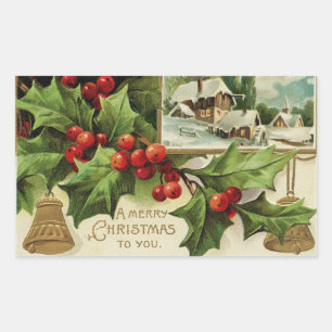 Ein frohes Weihnachtsfest für Sie Vintage Rechteckiger Aufkleber