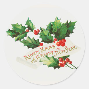 Ein frohes Weihnachtsfest und ein glückliches neue Runder Aufkleber