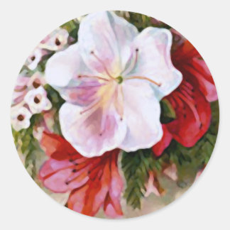 Ein frohes Weihnachtsfest Vintage-Blume Runder Aufkleber