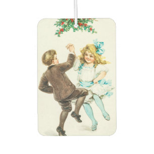 Ein frohes Weihnachtsfest - Vintage-Karte, tanzend Autolufterfrischer