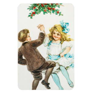 Ein frohes Weihnachtsfest - Vintage-Karte, tanzend Magnet