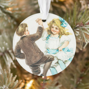 Ein frohes Weihnachtsfest - Vintage-Karte, tanzend Ornament