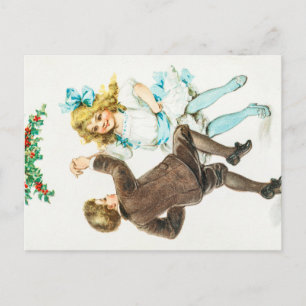 Ein frohes Weihnachtsfest - Vintage-Karte, tanzend Postkarte