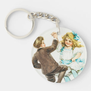 Ein frohes Weihnachtsfest - Vintage-Karte, tanzend Schlüsselanhänger
