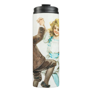 Ein frohes Weihnachtsfest - Vintage-Karte, tanzend Thermosbecher