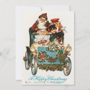 Ein frohes Weihnachtsfest Weihnachtsmann und Kinde Feiertagskarte