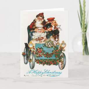 Ein frohes WeihnachtsfestWeihnachtsmann und Kinder Feiertagskarte