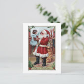 Ein frohes Weihnachtsmädchen in Blau Feiertagspostkarte (Stehend Vorderseite)